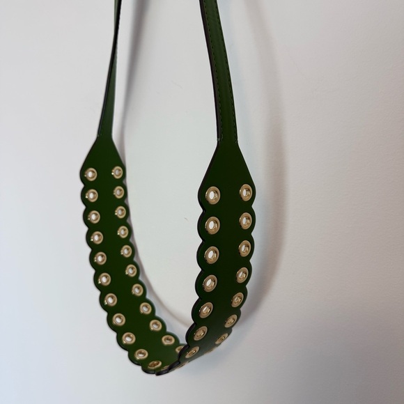NWT MICHAEL Michael Kors Green Leather Shoulder Strap for Bags with Gold Eyelets - Picture 4 of 6